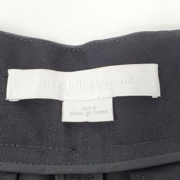 Alexander Wang High Rise Wool Bermuda Shorts 0 Black Silver - Picture 6 of 8